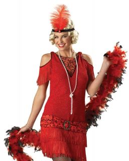 Sexy Womens 20s Red Flapper Cabaret Dress Halloween Costume