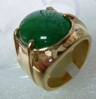 Mens jewelry real Natural green jade Ring Size8 12
