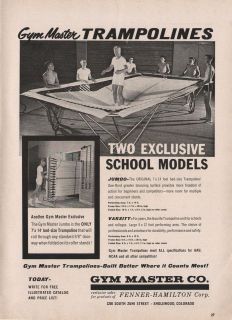 Vintage 1961 GYM MASTER Gymnastics Trampoline Print Ad