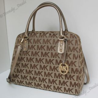 328 NWOT Michael Kors Large Signature Jacquard Satchel Bag Handbag BG 