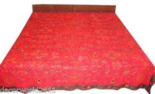 INDIAN EMBROIDER GUJARATI BOHO HIPPIE BED COVER BED SHEET CAN WALL 