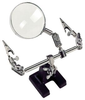 Helping Hand Magnifier Stand 2 Pivot Arms/Alligator Clips 4X 