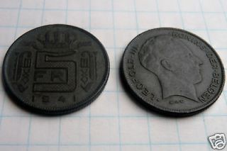 Belgium   Belgique Belges   1 Coin Only   5 Franc 1941