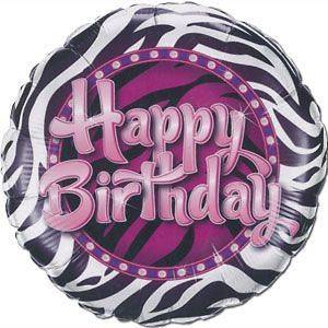 Happy Birthday Zebra Print 45cm Foil Balloon Party Decorations