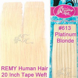 20 Remy Tape In Human Hair Extensions Streak Highlight Platinum 