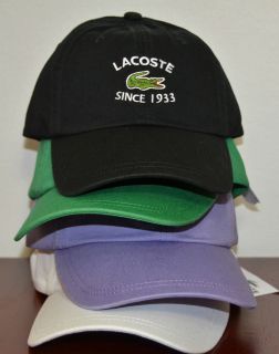 LACOSTE 1933 Sports Cap Hat 100% Cotton NWT 4 Color Varieties ONE SIZE