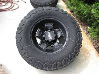   matte black rims & tires 17x9 hankook 35x12.50 R17 LT dynapro MT E