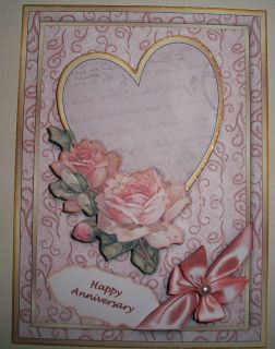 Handmade Greeting Card Vintage 3D With A Heart And Roses