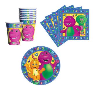 Barney Birthday Party Supplies Plates Napkins & Cups Set for 8 or 16 