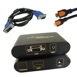 PC Laptop SVGA VGA Audio to HDTV 1080P HDMI Converter Box + VGA + HDMI 