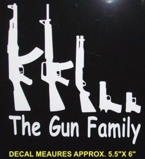 GUN FAMILY DECAL SET , stick figure window kit, funny, ak47, sks, ar15 
