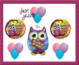 Owl Hoot Hoot Hooray Happy Birthday Balloon Party Supply Set Mylar 
