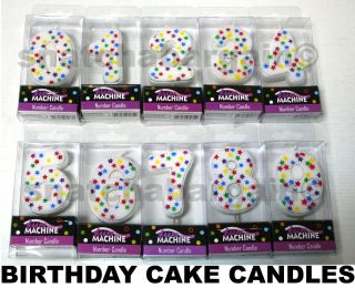 HAPPY BIRTHDAY WHITE WITH STARS CAKE CANDLE NUMBERS ZERO   NINE NEW IN 