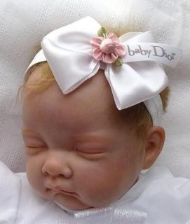 Baby & Toddler White headbands with large white bow pink rose 