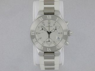 Cartier Chronoscaph 21 White Rubber & Steel Watch