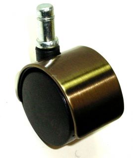 One 50mm Dual Wheel Chair Caster with Brushed Brass Finish & 7/16 