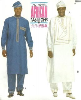  Sewing Pattern 7536 MCCALLS AFRICAN FASHIONS MENS CAFTAN PANTS HAT 