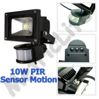 10W Cool White LED PIR Motion Sensor Outdoor IP 65 Spotlight 