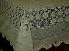 Vintage Hand Crochet Lace Tablecloth Ecru 72 Round