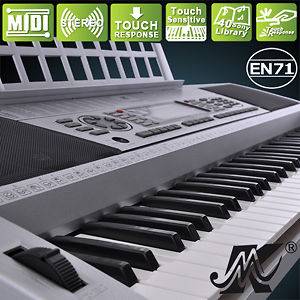 LCD 61 Key MIDI Silver Electric Keyboard Music Digital Personal 