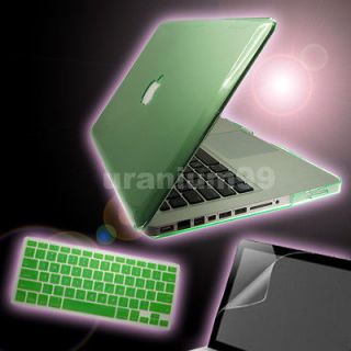   Mac Book Pro Crystal Case GREEN + Keyboard Cover + Screen Protector