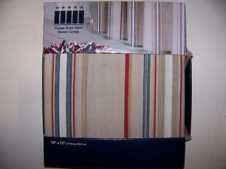 New Vintage Stripe Fabric Shower Curtain 70 X 72