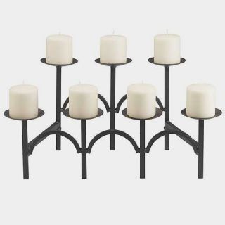 21.25x12x10 7 Candle Black Wrought Iron Fireplace Hearth Candelabra