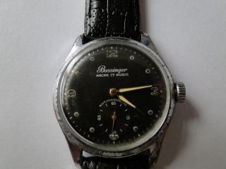 Vintage WWII Military Bossinger Ancre mens watch. Rare.