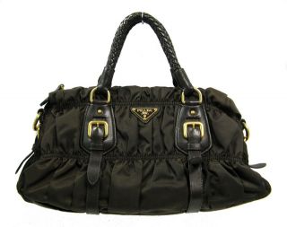 Authentic Prada Gaufre Brown Nylon Satchel Handbag $1200