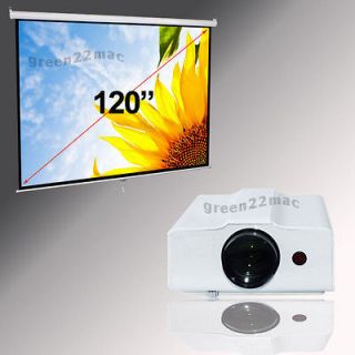 LED HD Projector HDMI USB SD TV VGA S VIDEO & 120″43 Electric 