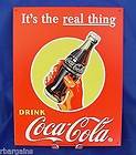 COCA COLA COKE SODA POP BOTTLE REAL THING RED Kitchen Metal Tin Sign 