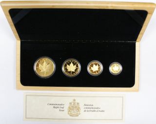 1989 4 Piece Canada Proof Gold Maple Leaf Coin Set, In Box w/ COA