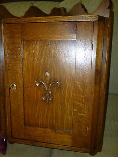 Antique Oak Medicine Cabinet LARKIN W/ lock Key Refinished Curio USA 