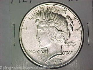   1924 Peace Silver Dollar Coin Looks Uncirculated Silver is Real Money