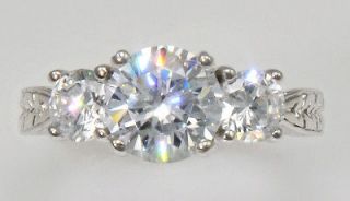 2ct Three Stone Ring Vintage Russian Cubic Zirconia Imitation 