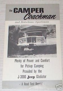 Amazing 1960s Camper Coachman and Motorhome Sportsman Brochure