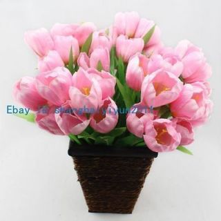 45 PCS Beautiful Artificial Tulip Buds Silk Flowers (Pink) Home 