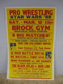 Vintage Pro Wrestling Event Poster STAR WARS 88 Brock Gym Mocksville 