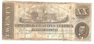confederate 20 dollar bill in Confederate Currency