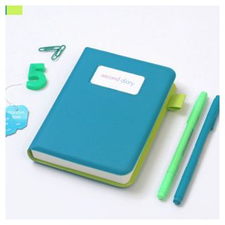 Second Diary/Daily planner for Any year Peacock Green + Felt Pouch 