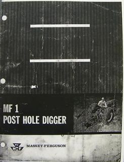 Massey Ferguso​n MF1 Post Hole Digger Operators Manual