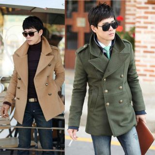 Men Top Design Slim Double Breasted long Trench Coats Jackets Parka XS 
