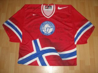 Team Norway Hockey Jersey Nike size 54 Pro Authentic IIHF Rare 1999 