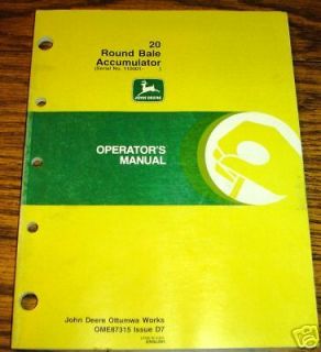 John Deere 20 Round Bale Accumulator Operators Manual