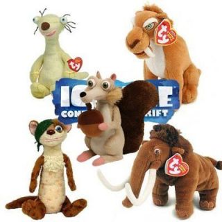 TY Beanie Babies ICE AGE PLUSH TOYS Collectibles Diego Sid Manny Scrat 