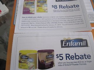 Enfamil Formula $8 and $5 Mail In Rebate Forms Exp. 12/31/12 Coupons