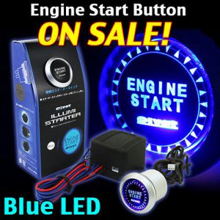   JDM PUSH START BUTTON KIT, 12V Ignition ENGINE Starter BLUE LEDs New