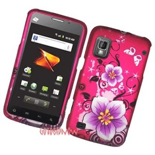 for boost mobile ZTE WARP PINK FLOWER BUTTERFLY PROTECTIVE COVER HARD 