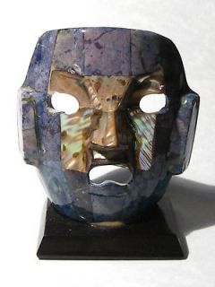 Decorative Aztec Mayan Oaxaca Mexico Stone Abalone Onyx Funerary Mask