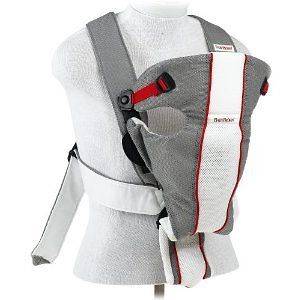 Gently Used Baby Bjorn Baby Carrier Air   White Gray Red Mesh  MSRP $ 